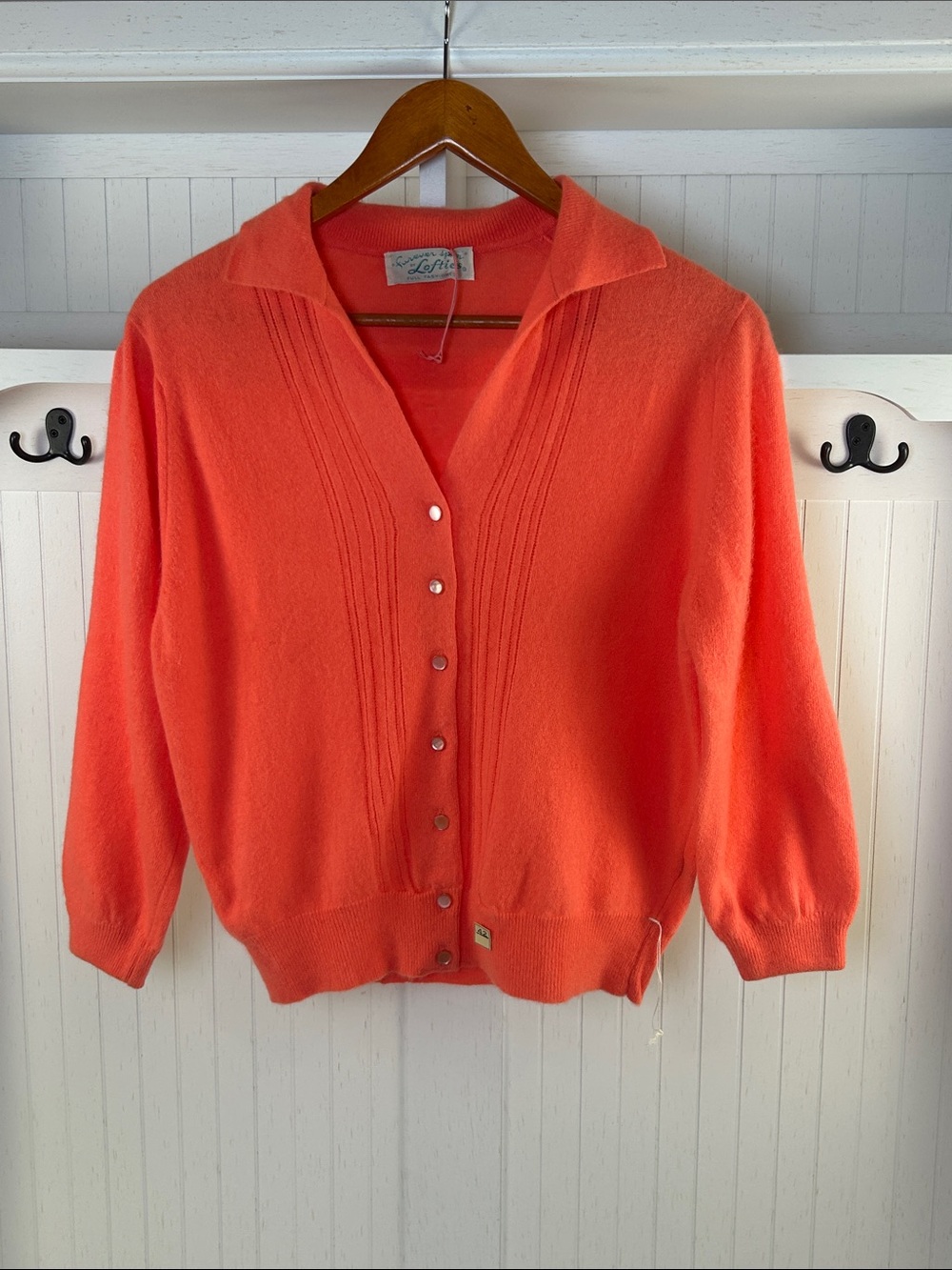 Vintage Forever Spun By Lofties Coral Cardigan Sweater Union Made